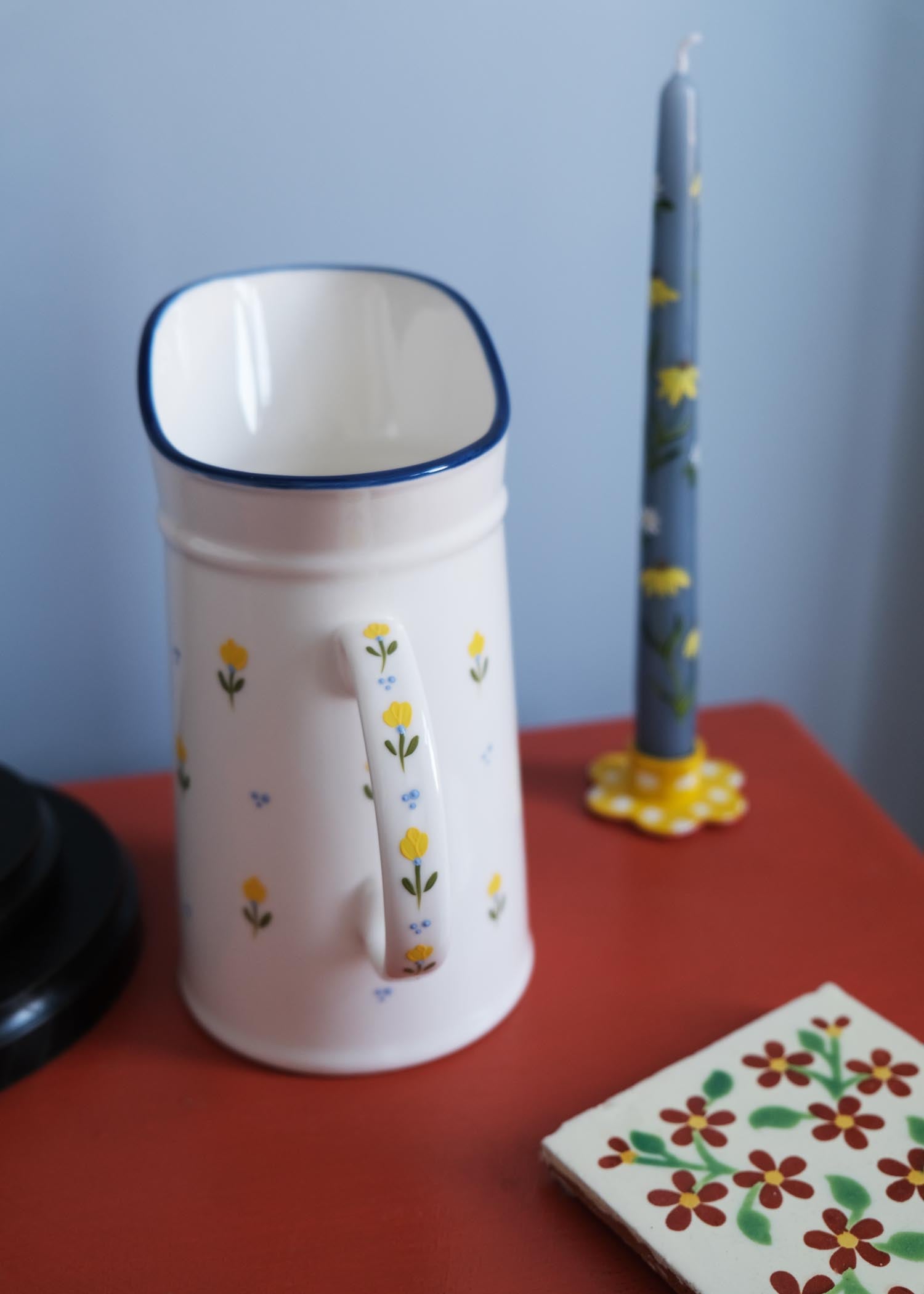 Yellow tulip ceramic jug