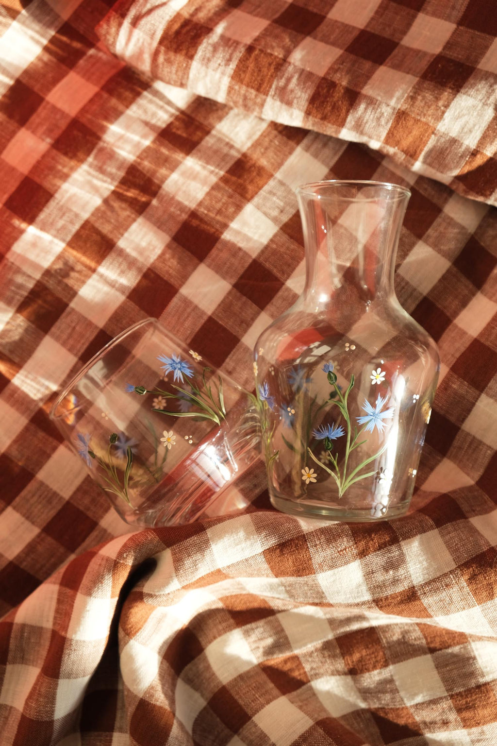 Cornflower & daisy carafe & glass set