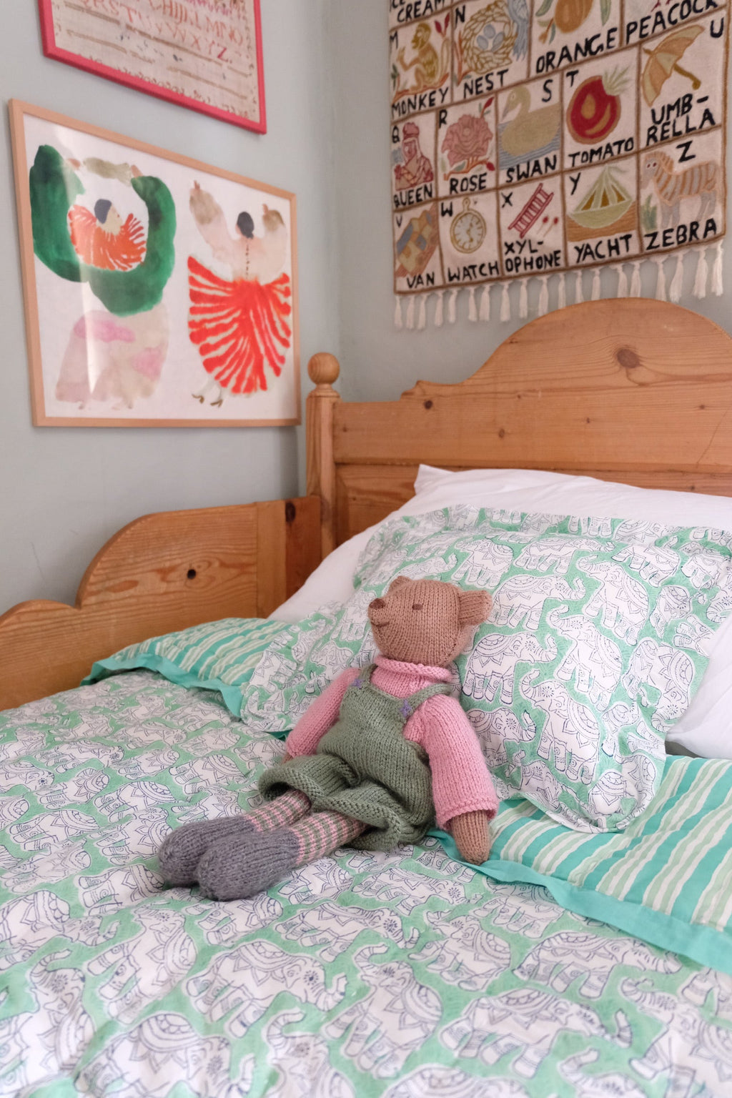 Mint Green Elephant Baby Pillowcase