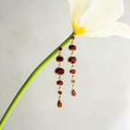 Stud Cascade Earrings in Gold with Garnet