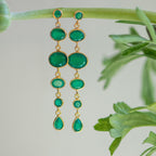 Stud Cascade Earrings in Gold with Green Onyx