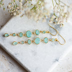 Cascade Earrings in Gold with Aqua chalcedony