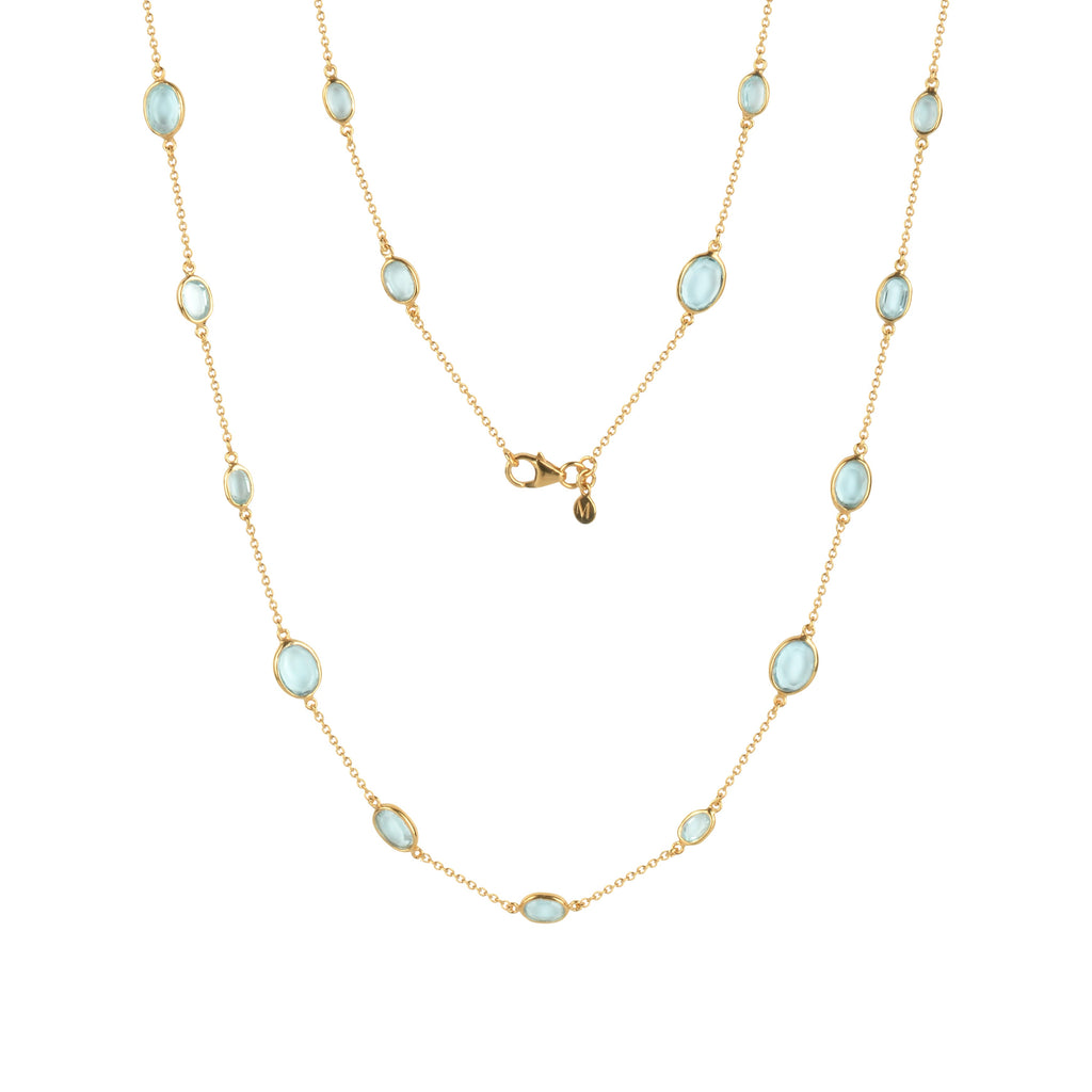 Double Marilyn Necklace in Gold with Sky blue Topaz