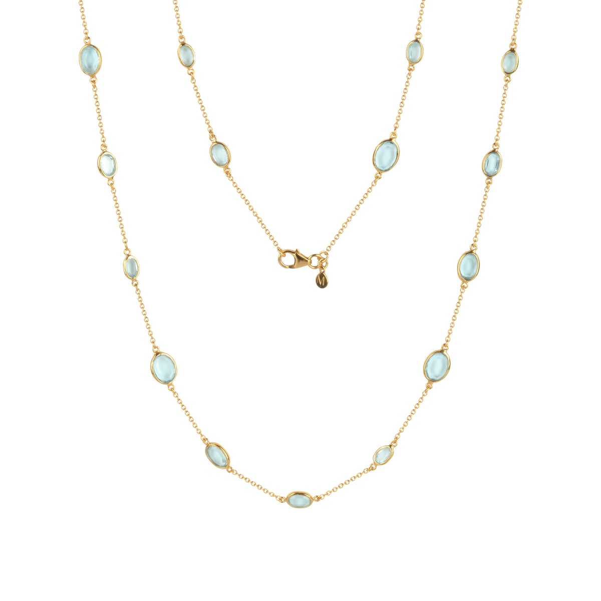 Double Marilyn Necklace in Gold with Sky blue Topaz