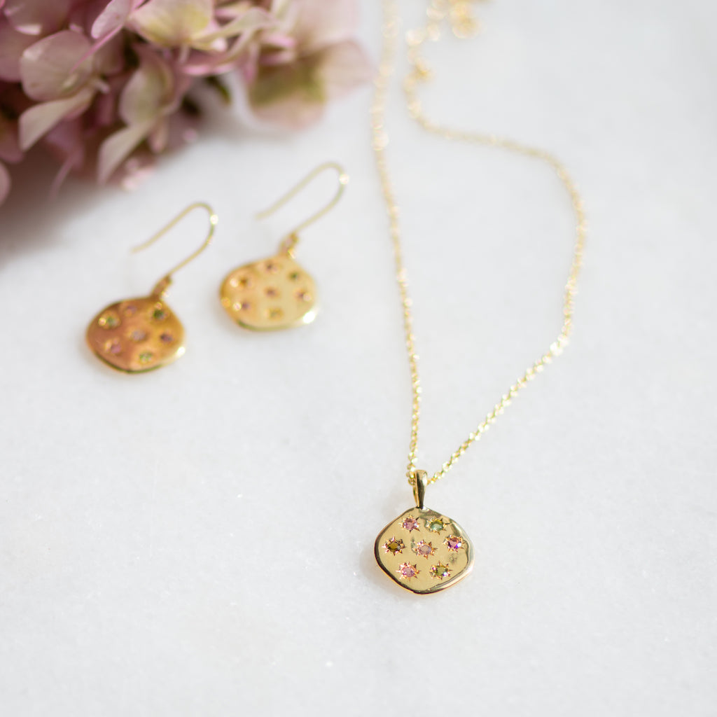 Stargazer Earrings in Gold and Tourmaline