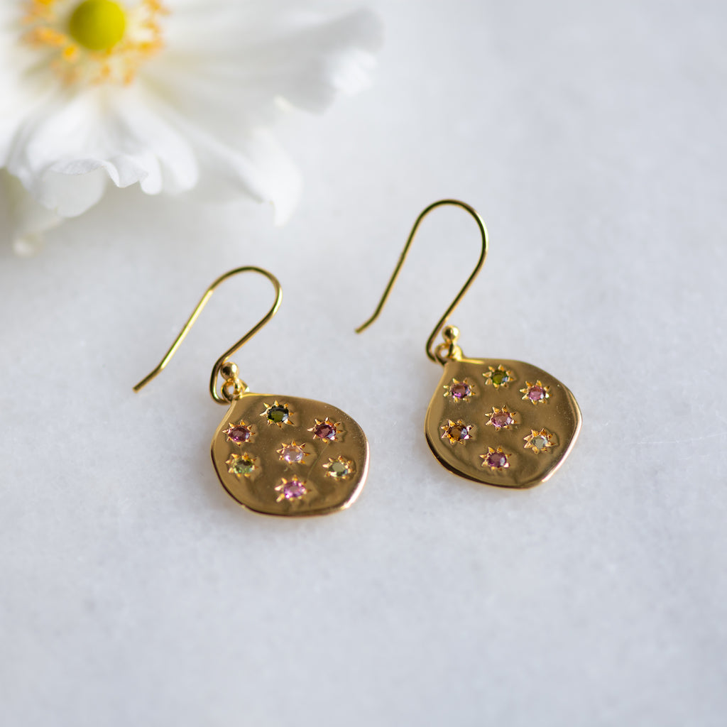 Stargazer Earrings in Gold and Tourmaline