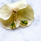 Tear Drop Earrings in Gold with Peridot