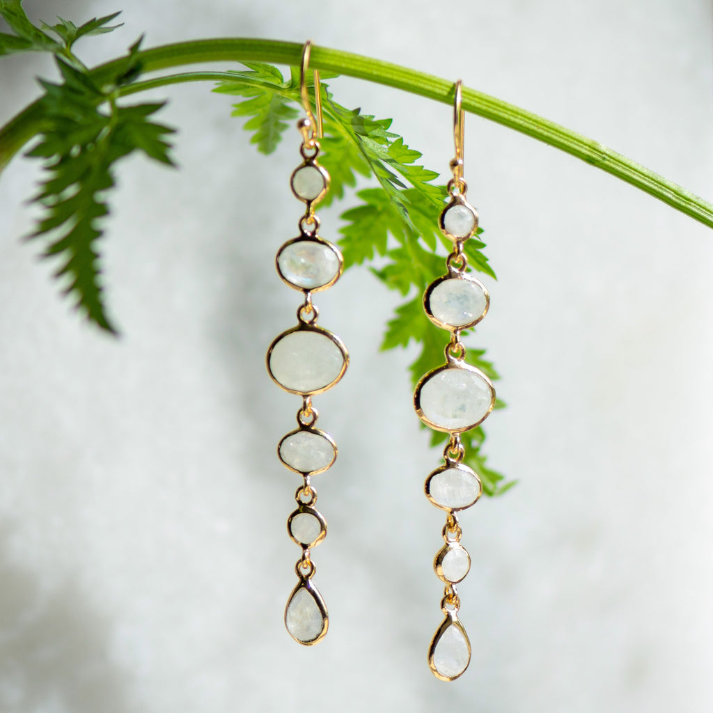 Cascade Earrings in Gold with Moonstone