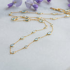 Double Marilyn Necklace in Gold with Sky blue Topaz