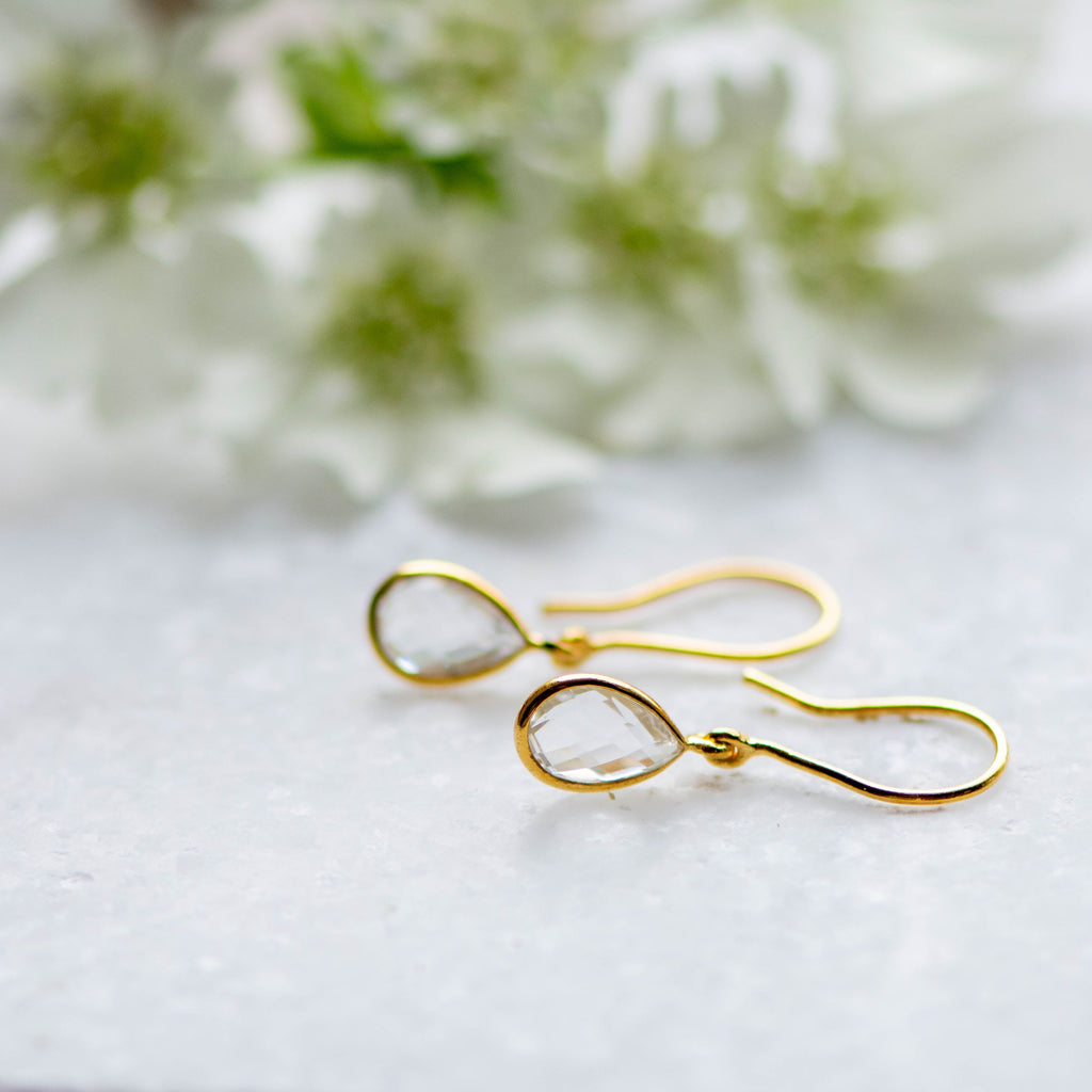 Tear Drop Earrings in Gold with Zirconia