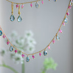 Tear Drop Earrings in Gold with Sky Blue Topaz