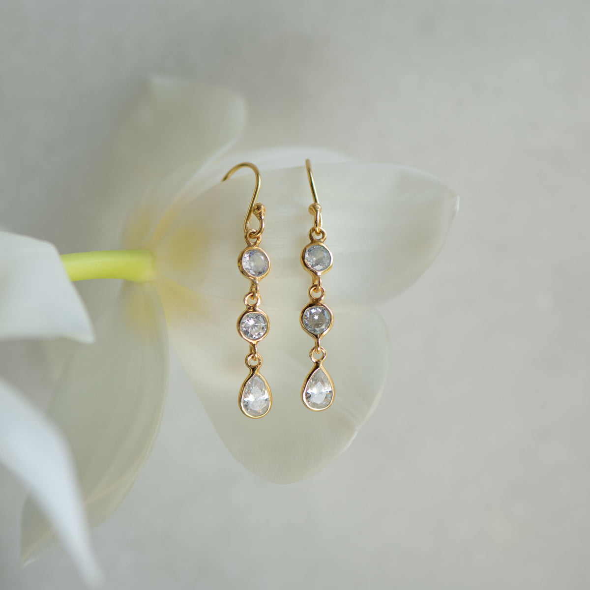 Triple Drop in Gold and Zirconia