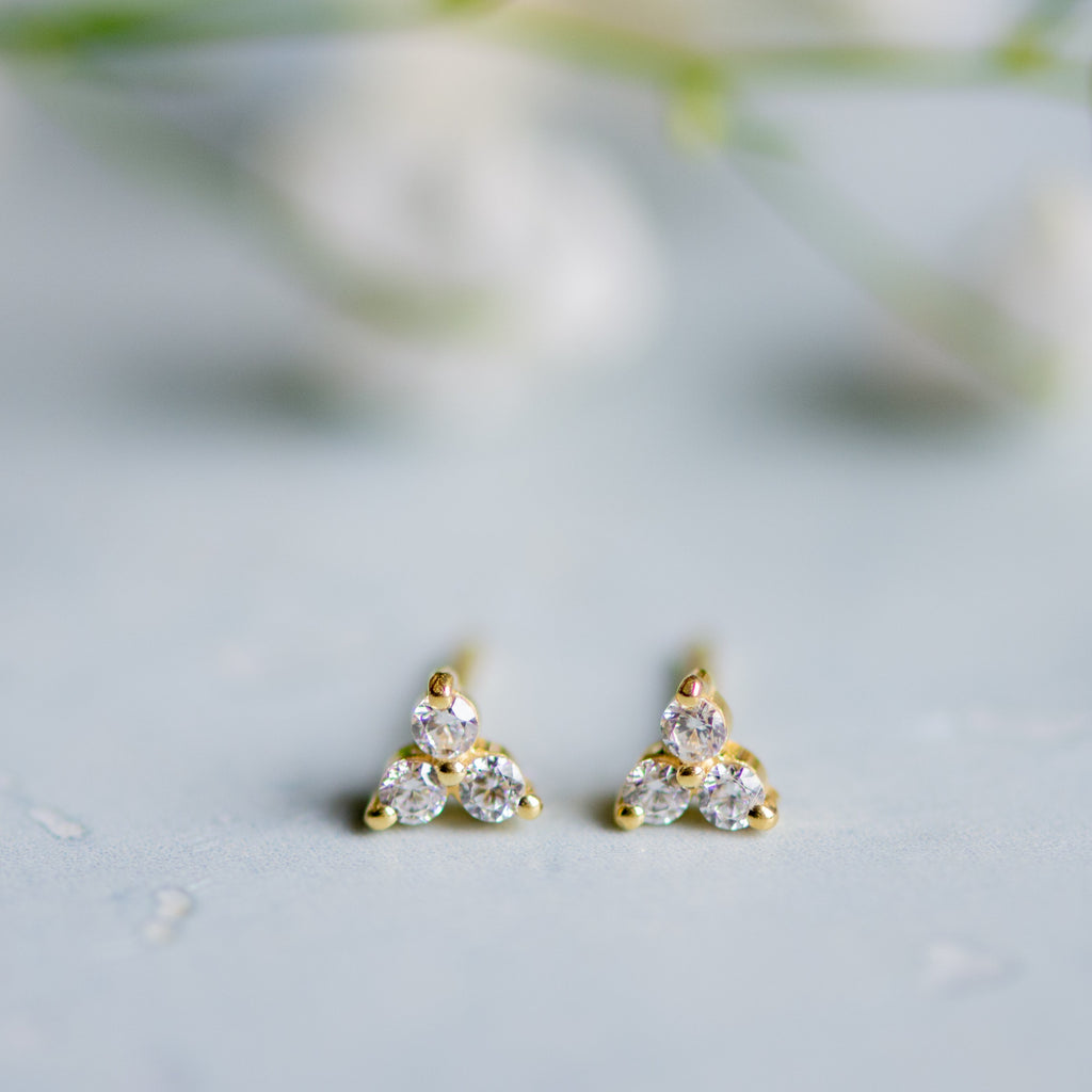Clover Stud in Gold with Zirconia