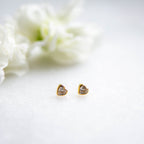 Love Heart Studs in Gold with Zirconia