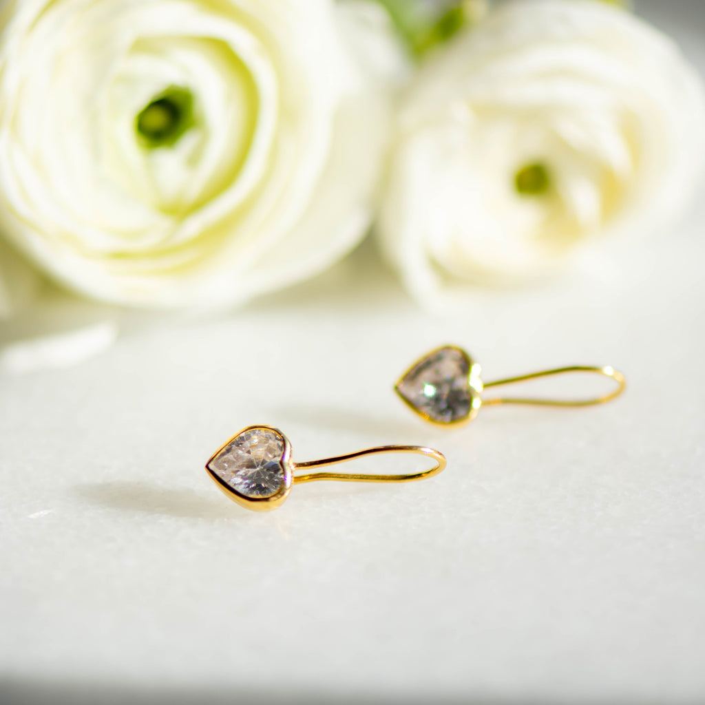 Heart shaped Zirconia Drop Earrings
