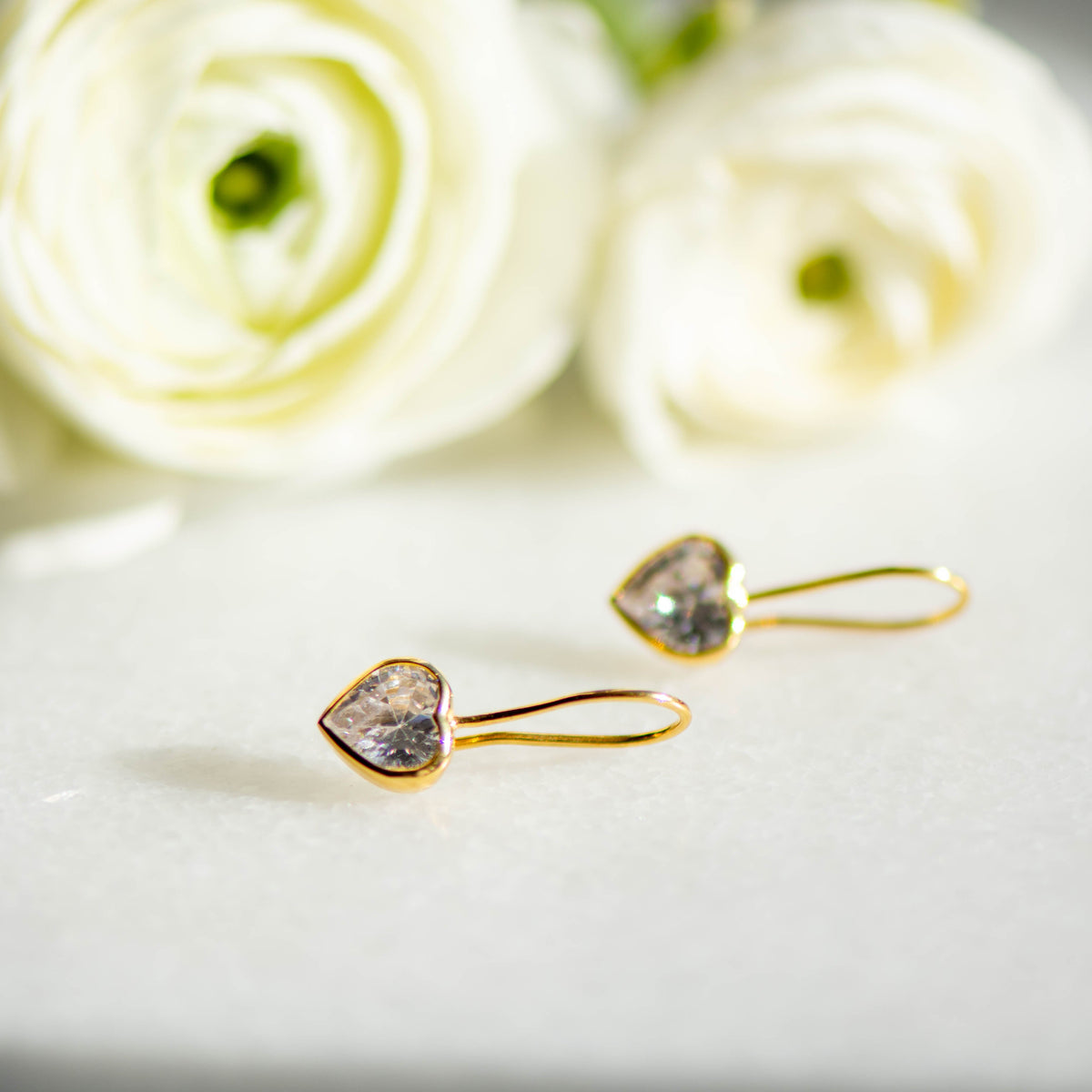 Heart shaped Zirconia Drop Earrings