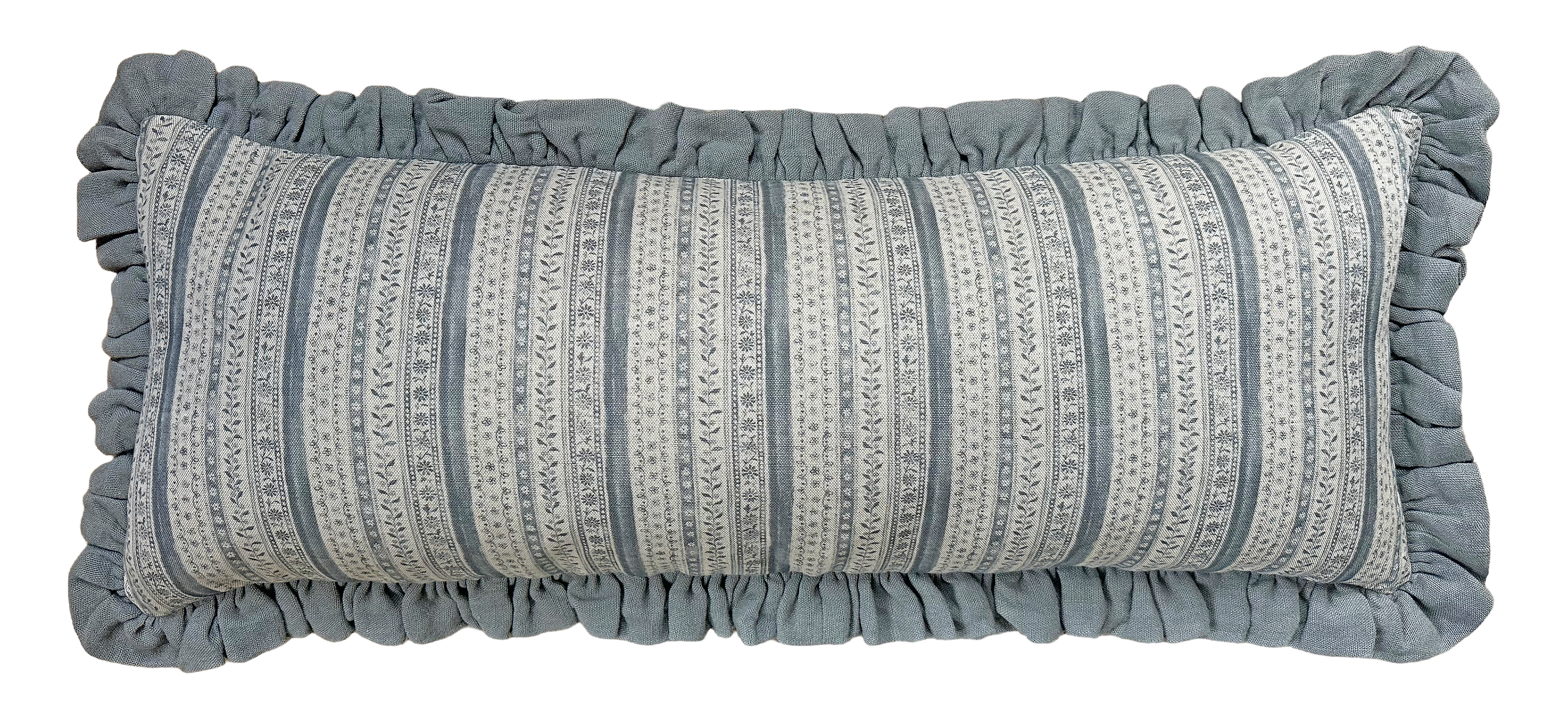 LUMBAR RUFFLE CUSHION ~ DAISY CHAIN FLAX FLOWER