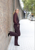 GODDESS wide leg trousers, burgundy