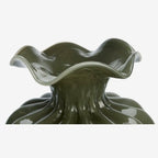 Dark Green Fluted Glass Vase | 24cm