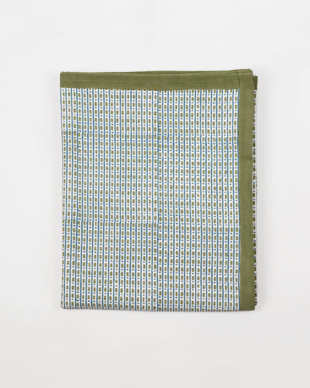 Green Dash & Dot - Block Printed Cotton Tablecloth