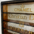 Stylish Vintage Display Cabinet: Chanel, Christian Dior, Givenchy, Gucci