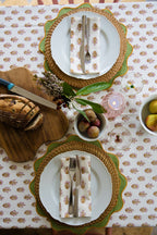 Ditsy Florals - Rose & Harvest Gold - Block Printed Cotton Napkins - Set of 4 (Pre-order November 1st )