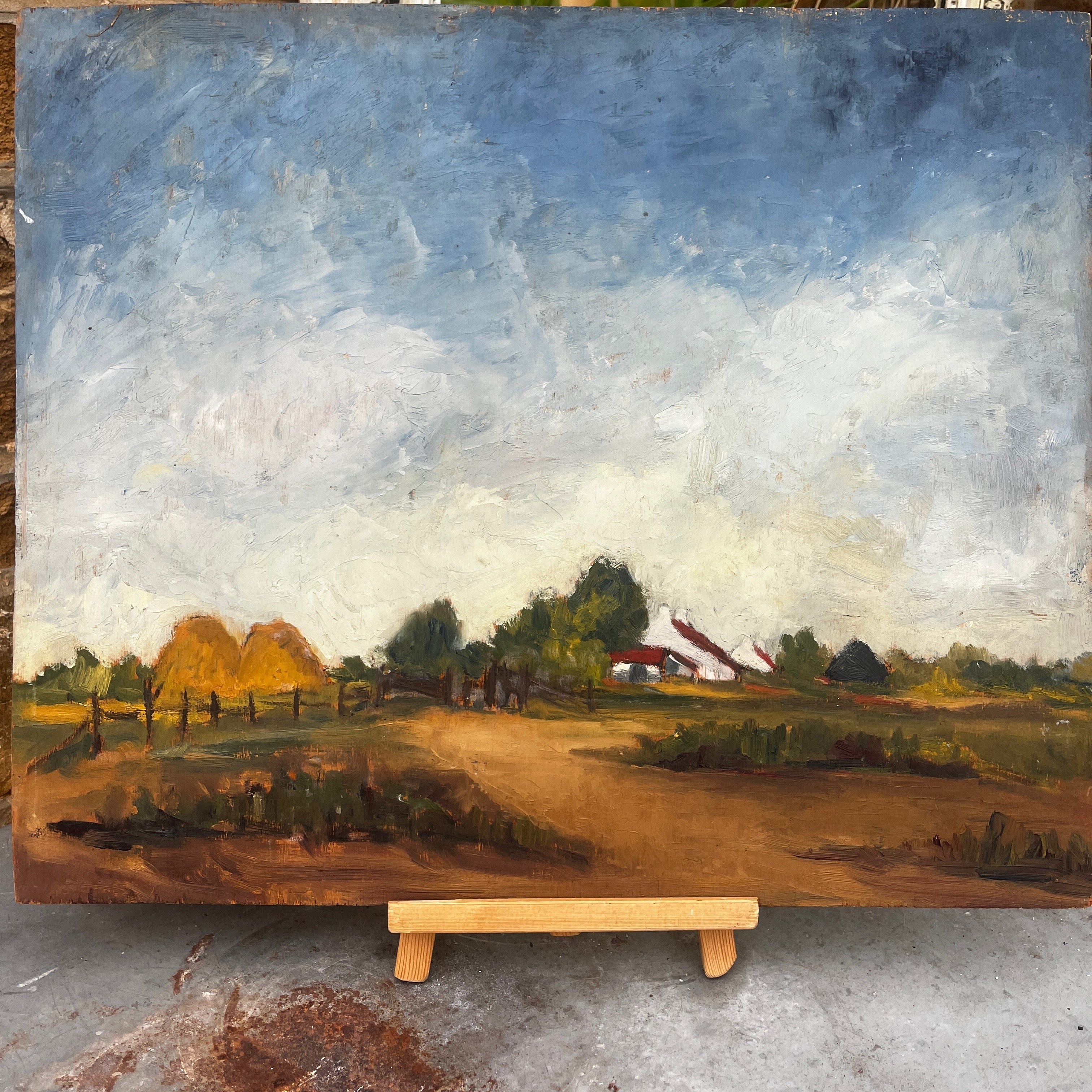 Double-Sided Vintage Painting - French
