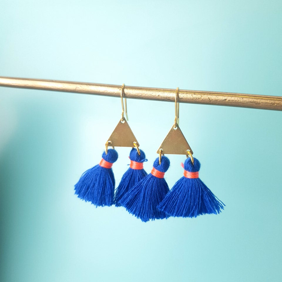 Double Tassel Triangle Earrings