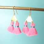 Double Tassel Triangle Earrings