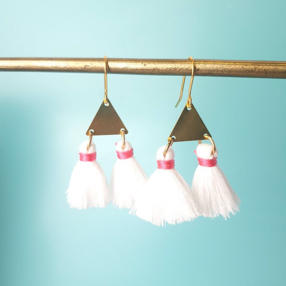 Double Tassel Triangle Earrings