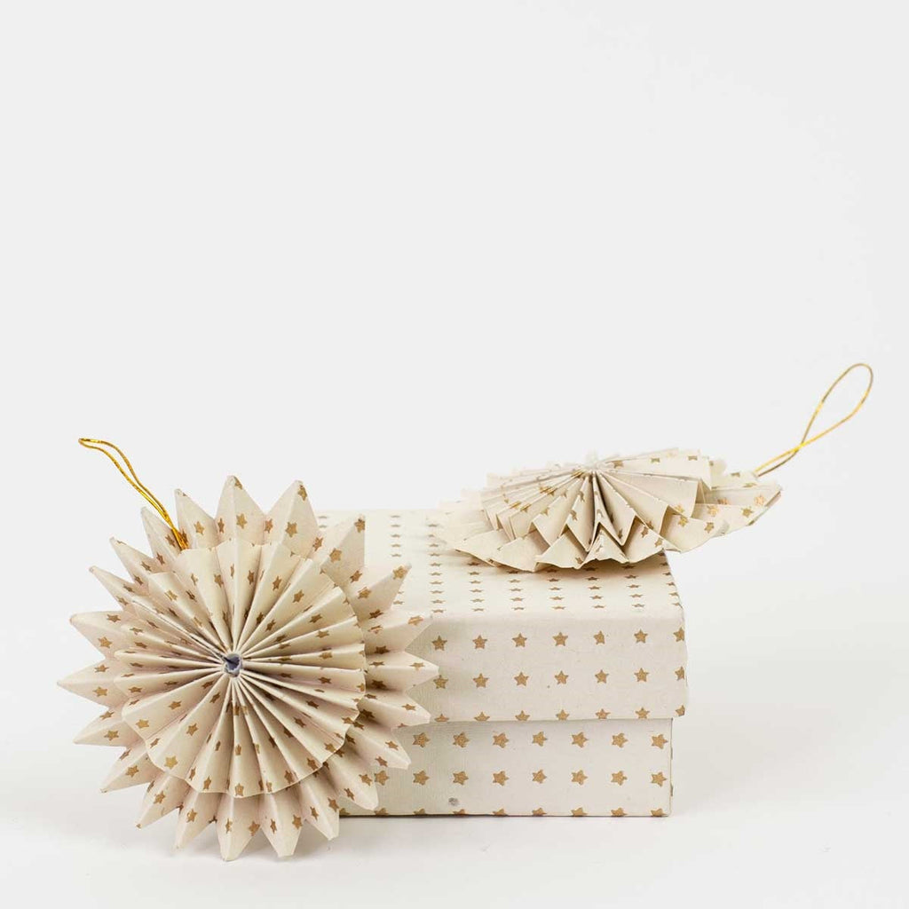 Double Paper Fan Star Christmas Decoration | Boxed Set of 2