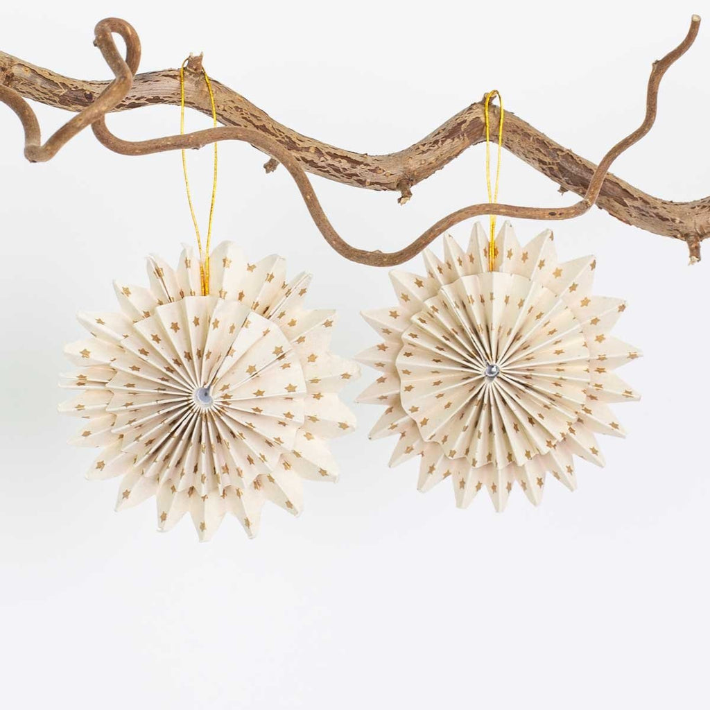 Double Paper Fan Star Christmas Decoration | Boxed Set of 2