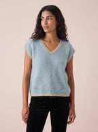 Maddie V-Neck Knitted Tank Top with Lurex Trim