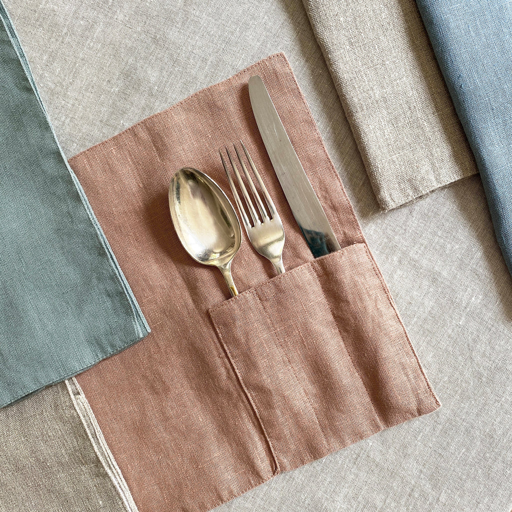Dusky Pink Cutlery Pocket - pack of 2
