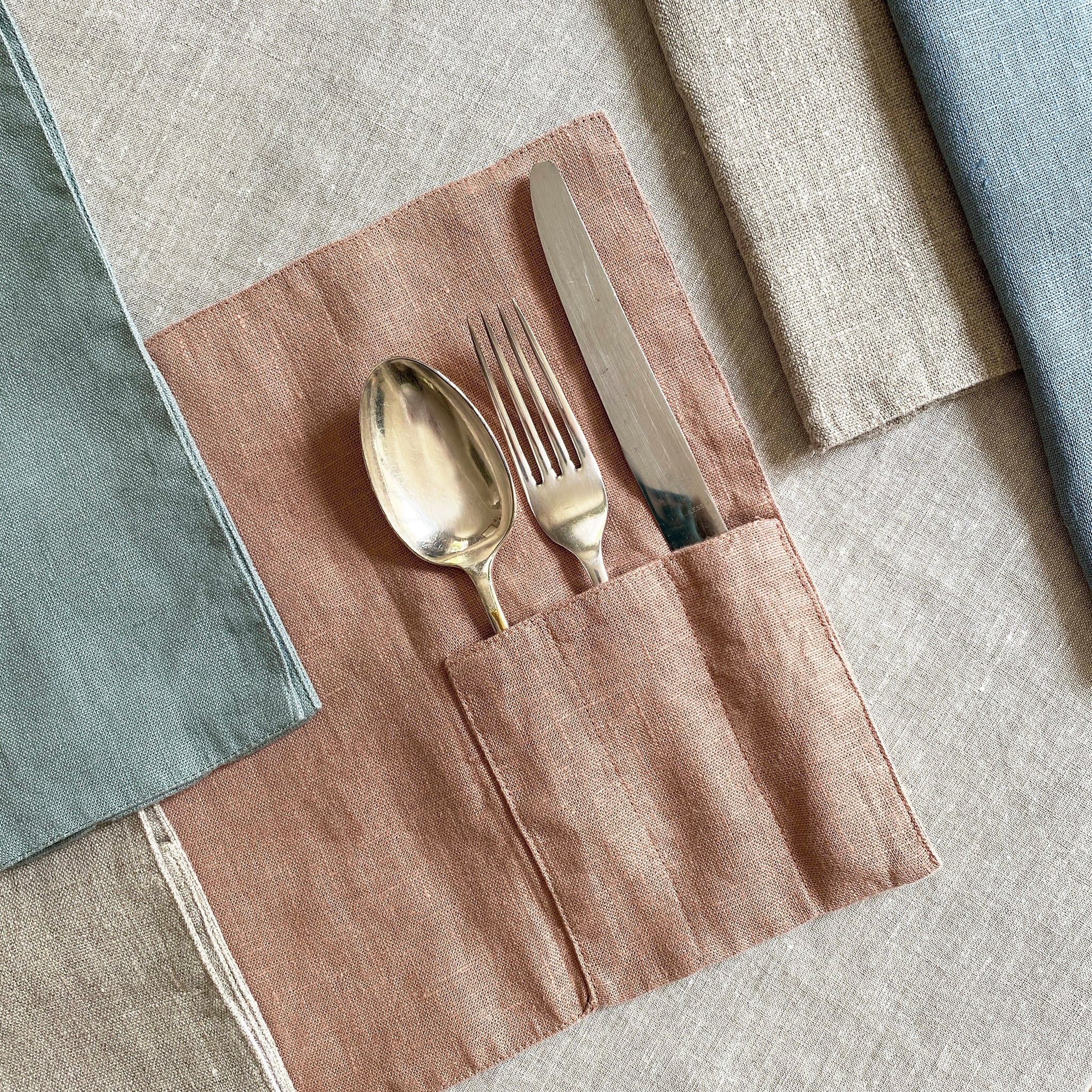 Dusky Pink Cutlery Pocket - pack of 2