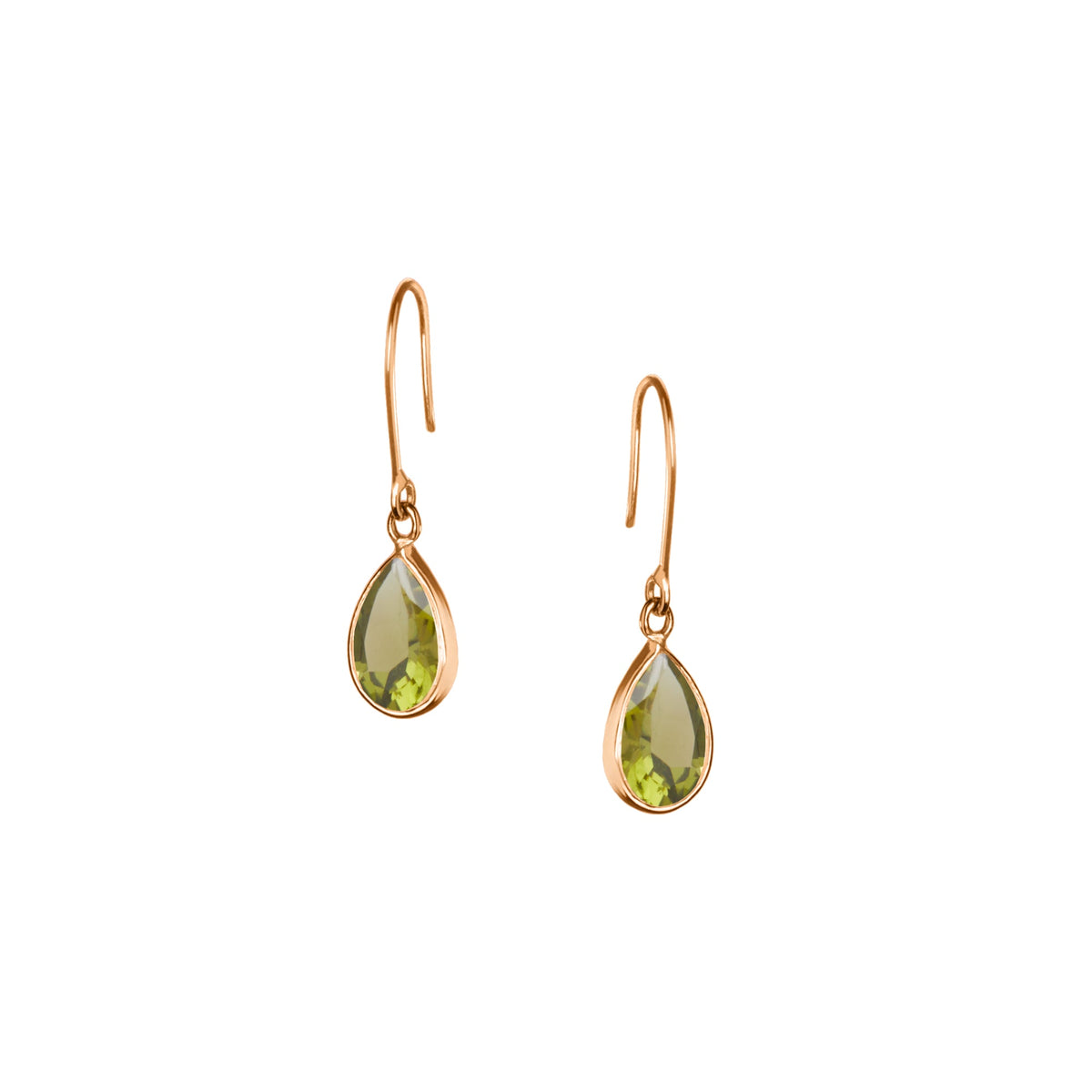 Tear Drop Earrings in Gold with Peridot