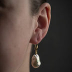GIANT BAROQUE PEARL EARRINGS - GOLD
