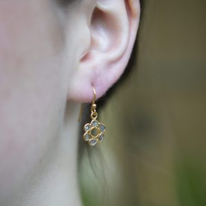 DIAMOND FLOWER GOLD VERMEIL EARRINGS