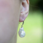 GIANT BAROQUE PEARL EARRINGS - SILVER