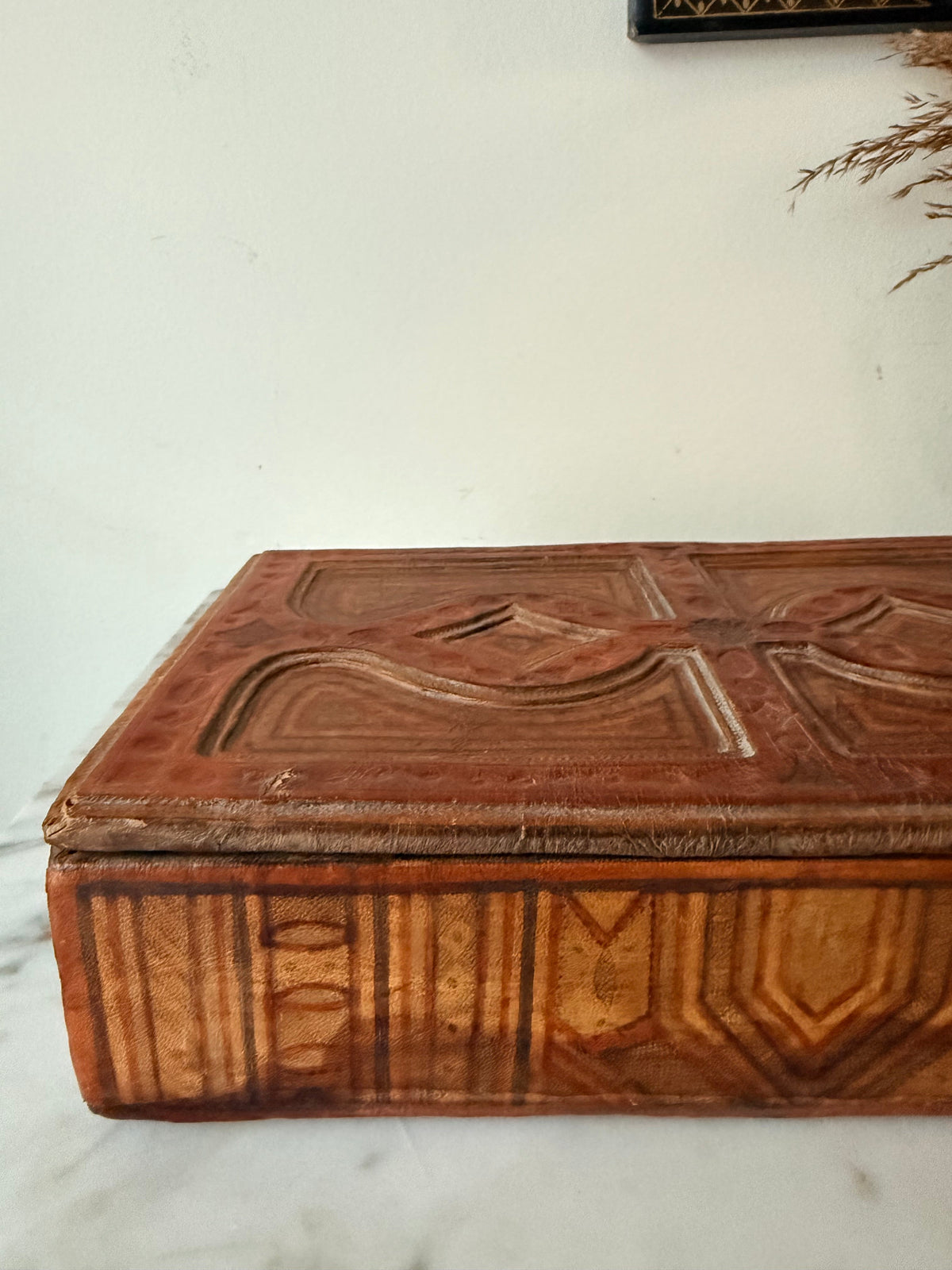 North African Hand-Tooled Leather Box, C1950