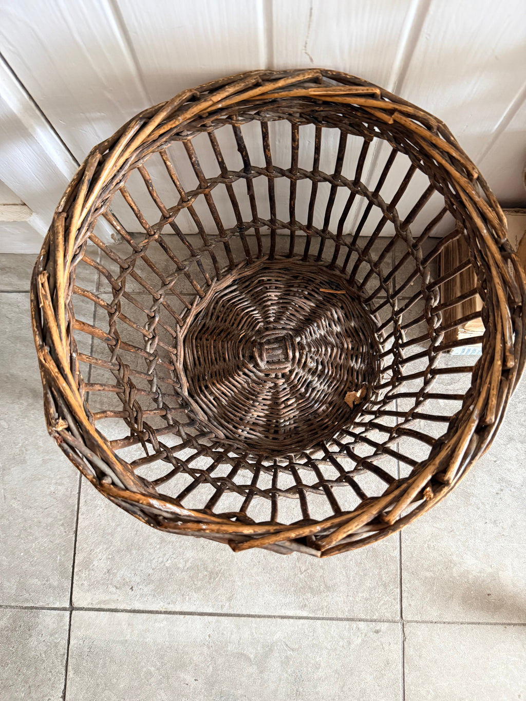 Tapered Vintage Wicker Log Basket