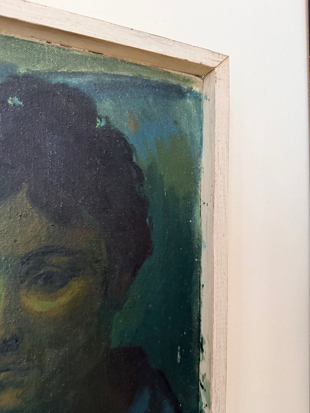 Midcentury Oil on Canvas: Portrait in Blue