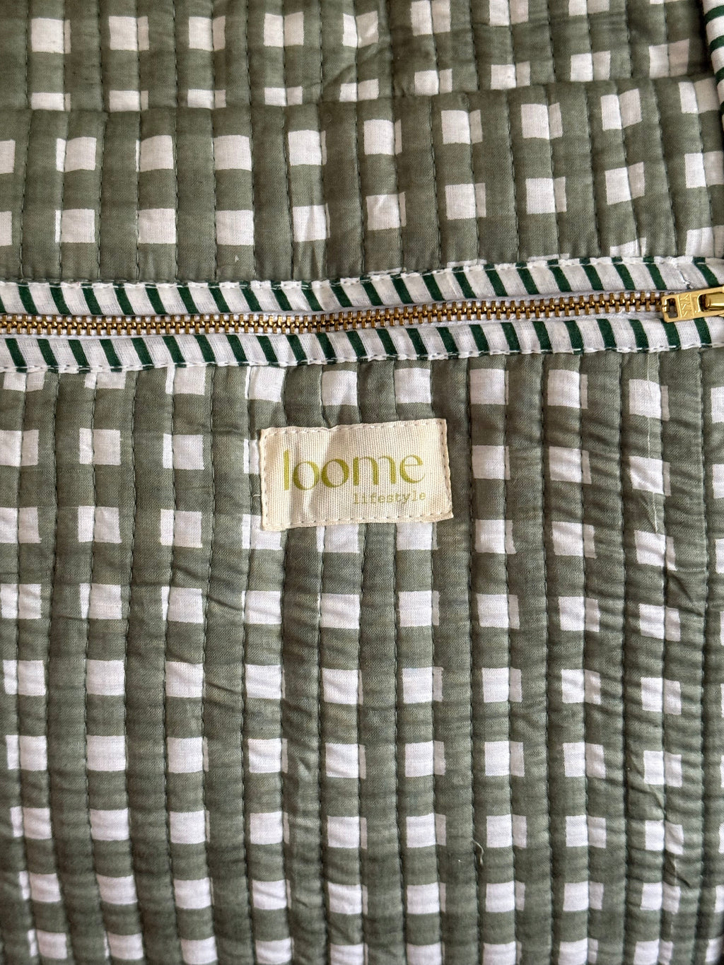 Quilted Weekender Bag - Green Check