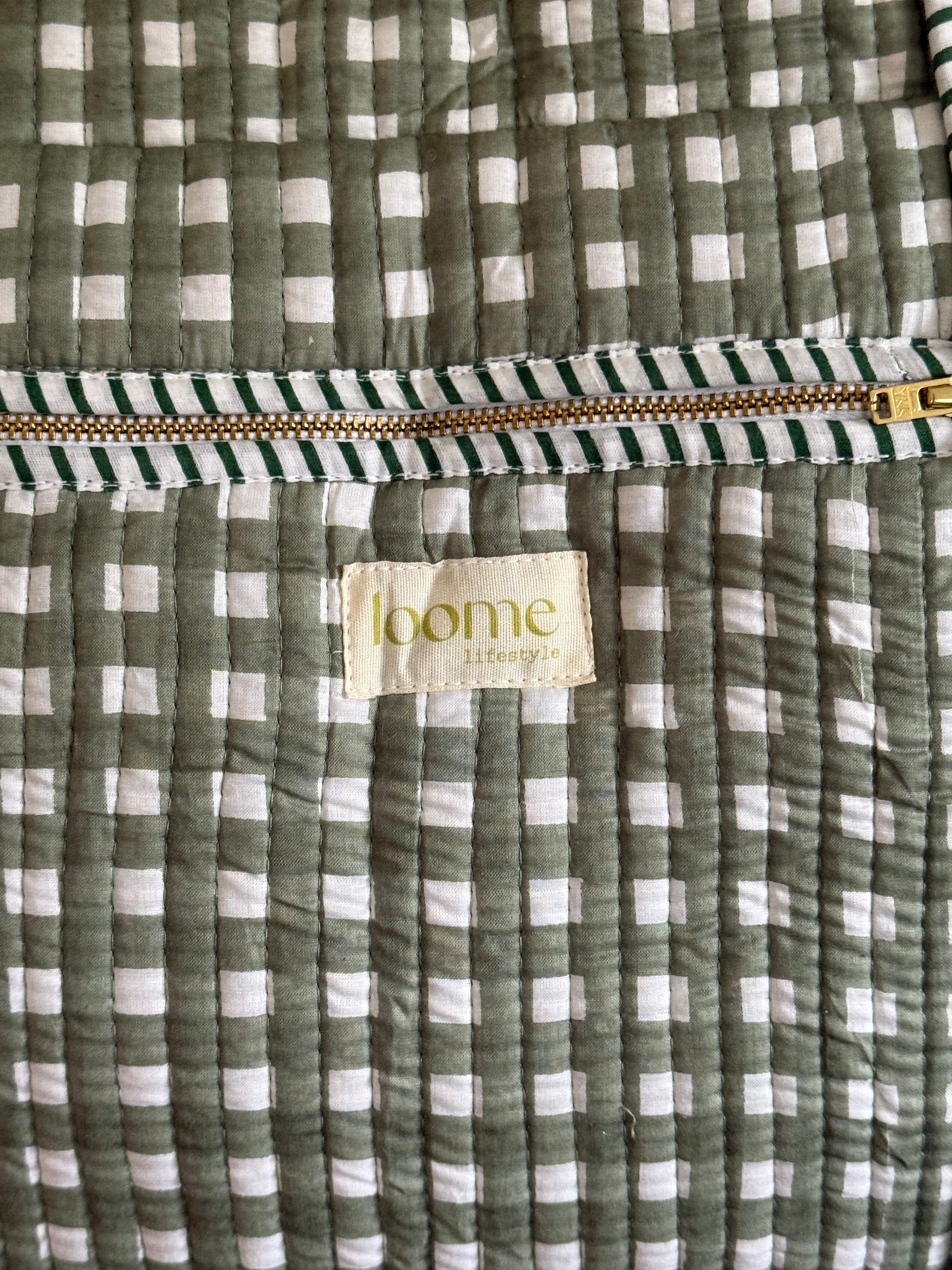 Quilted Weekender Bag - Green Check