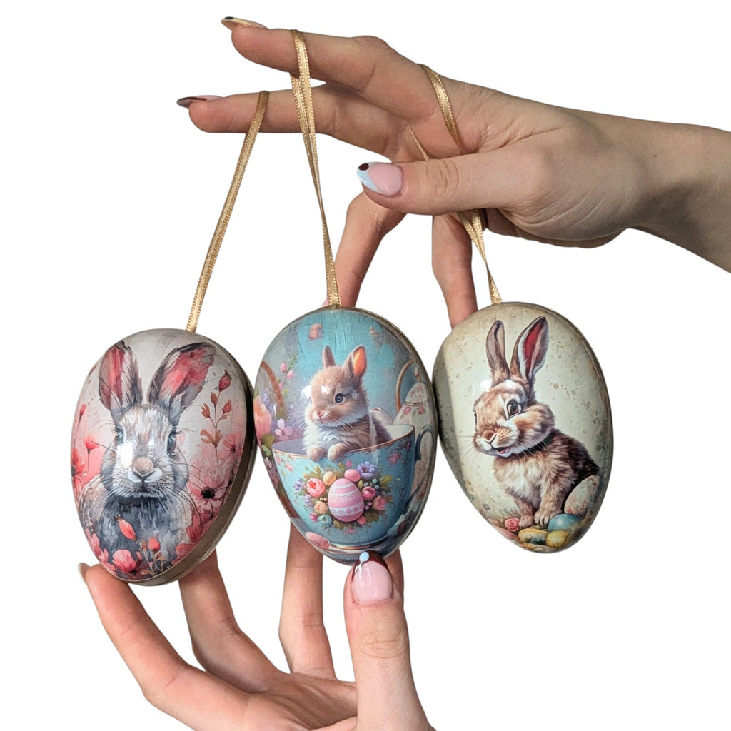 Easter Bunnies Hanging Fillable Easter Paper Egg | Set 3 Assorted Designs
