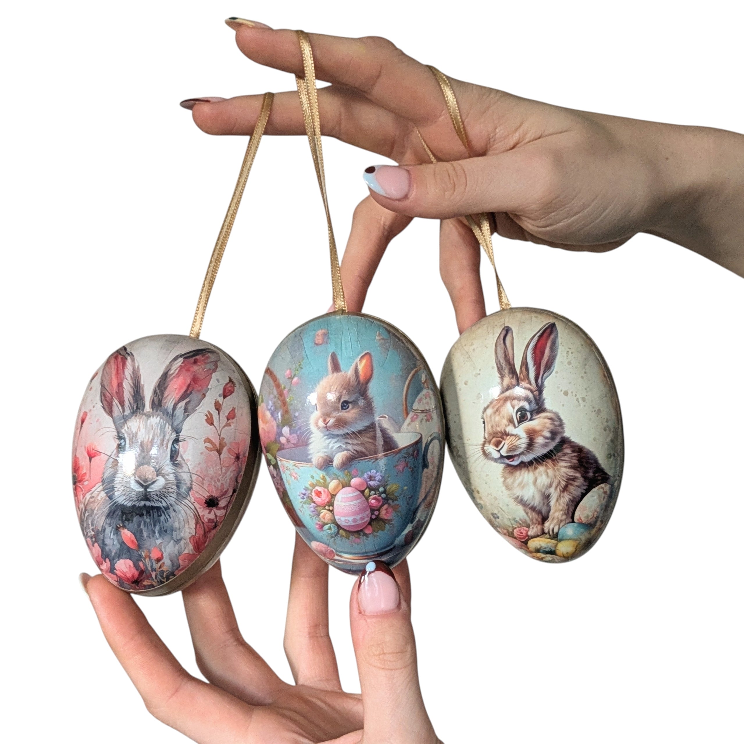 Easter Bunnies Hanging Fillable Easter Paper Egg | Set 3 Assorted Designs