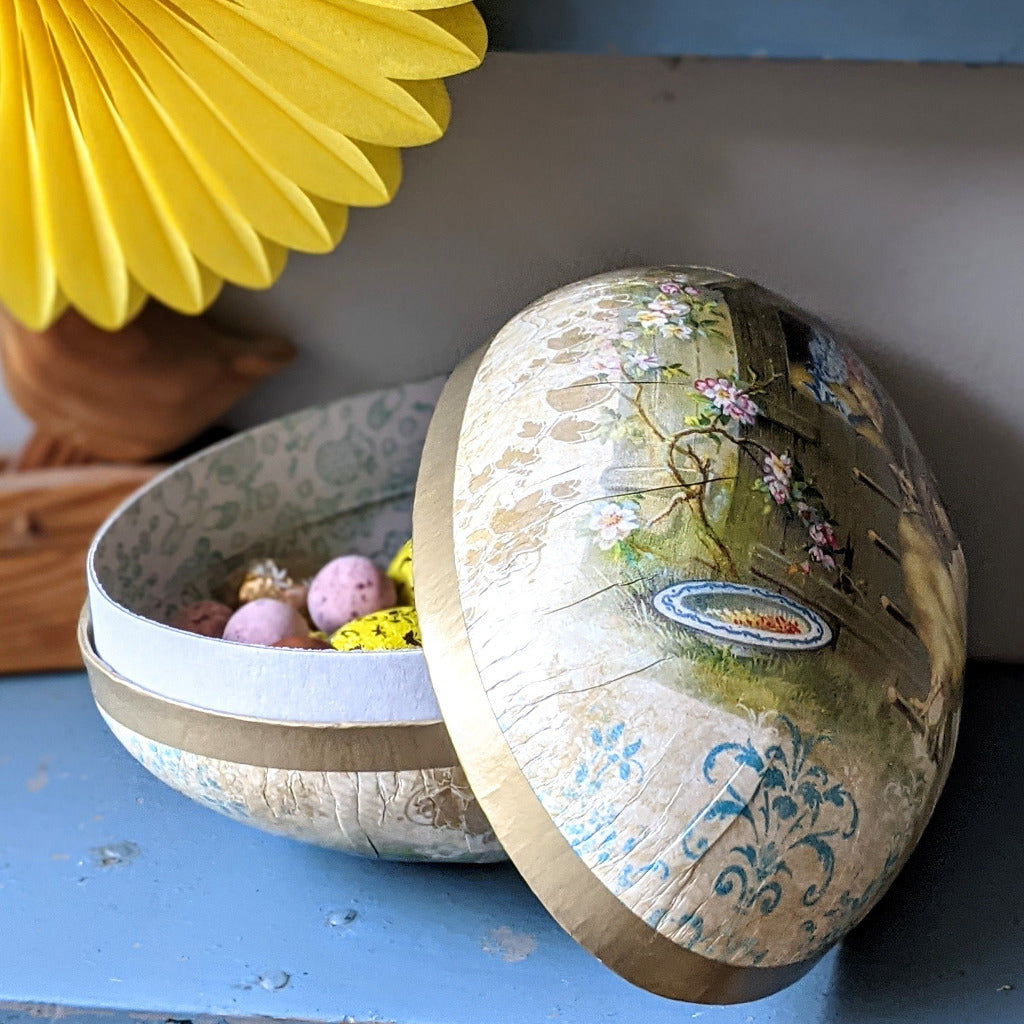 Easter Egg Paper Mache Container - Vintage Pastels