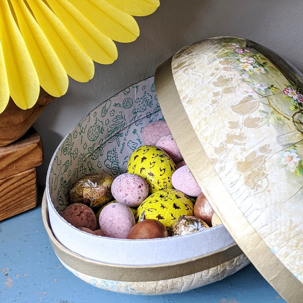 Easter Egg Paper Mache Container - Vintage Pastels