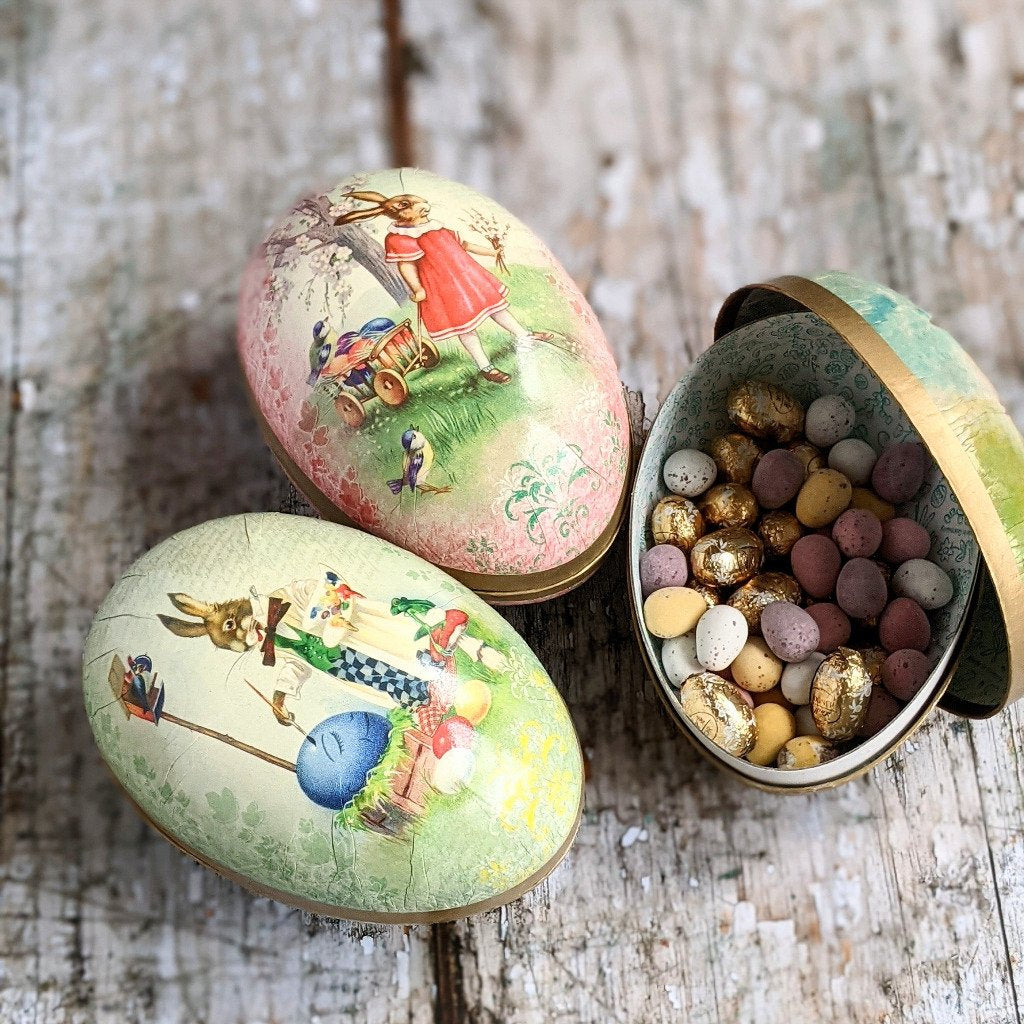 Easter Egg Paper Mache Container - Vintage Pastels