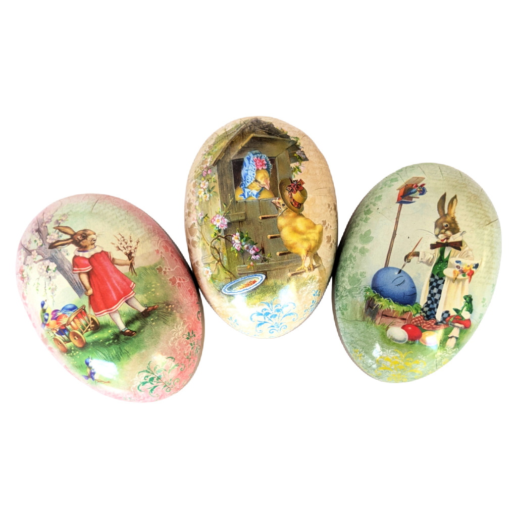 Easter Egg Paper Mache Container - Vintage Pastels